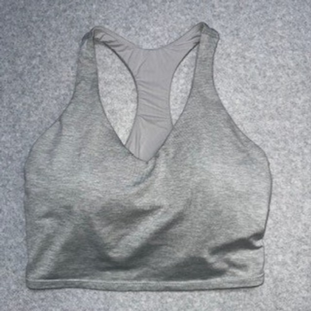 Halara Womens Heather Gray Racerback V-Neck Sports Bra Crop Top